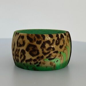 Vintage Green and Brown Leopard Print Bracelet